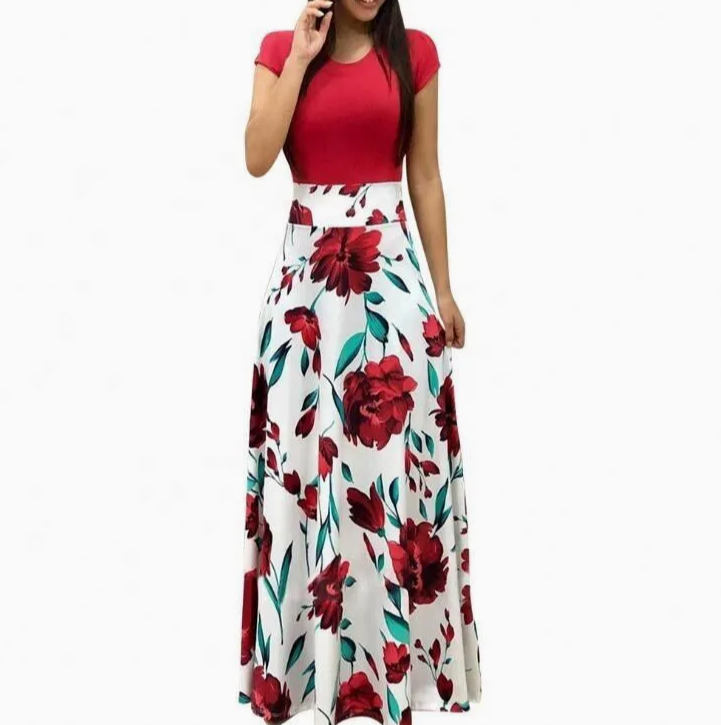 Women's Plus-Size Butt-Wrap Maxi Dress – Stylish Summer Full-Length Dress