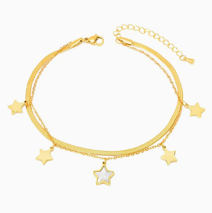 18K Gold-Plated Stainless Steel Star Jewelry – Fashion Bracelet & Anklet Wholesale