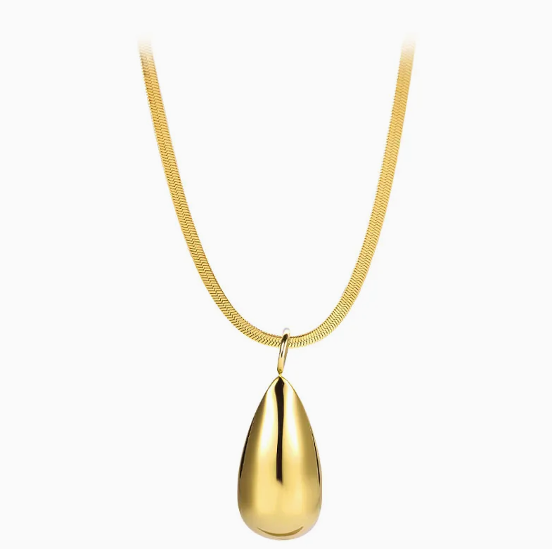 18K Gold PVD Stainless Steel Necklace for Women – Hypoallergenic Zirconia Pendant Jewelry