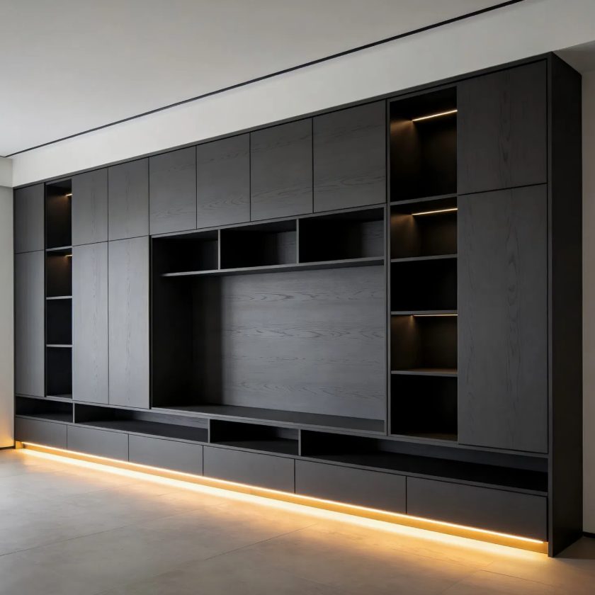 Minimalist Floating TV Unit with LED Backlight – Contemporary Living Room Entertainment Cabinet