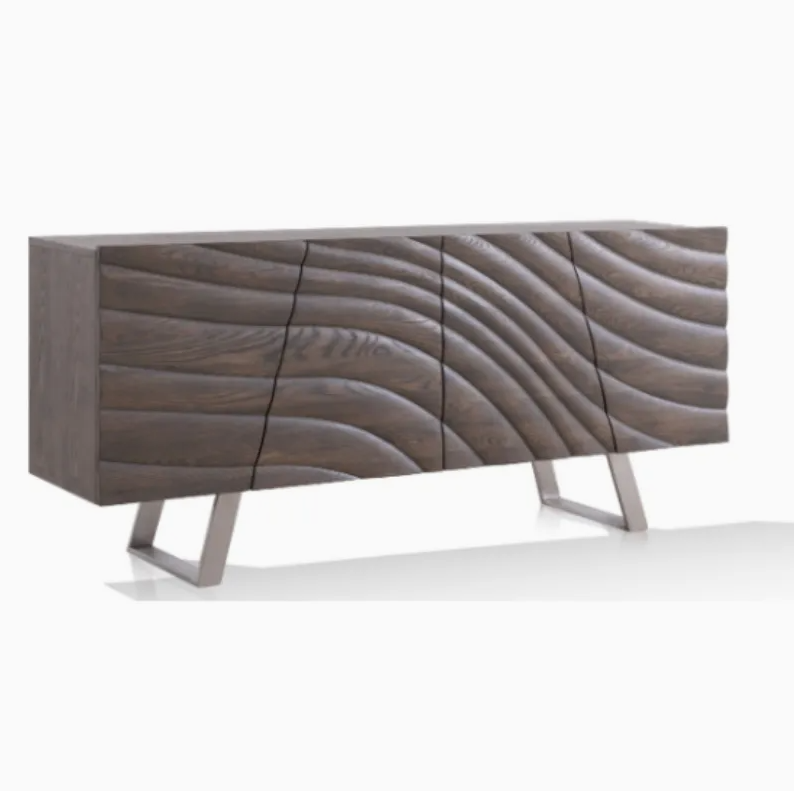 Modern Stainless Steel & Wooden Sideboard Cabinet – Hotel, Home & Indoor Storage Furniture