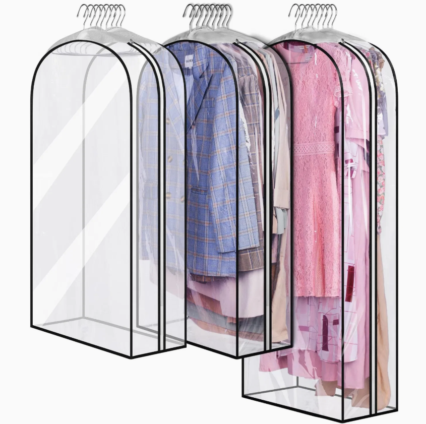 Clear Suit Garment Bags for Hanging Clothes – Transparent Protective Storage Covers
