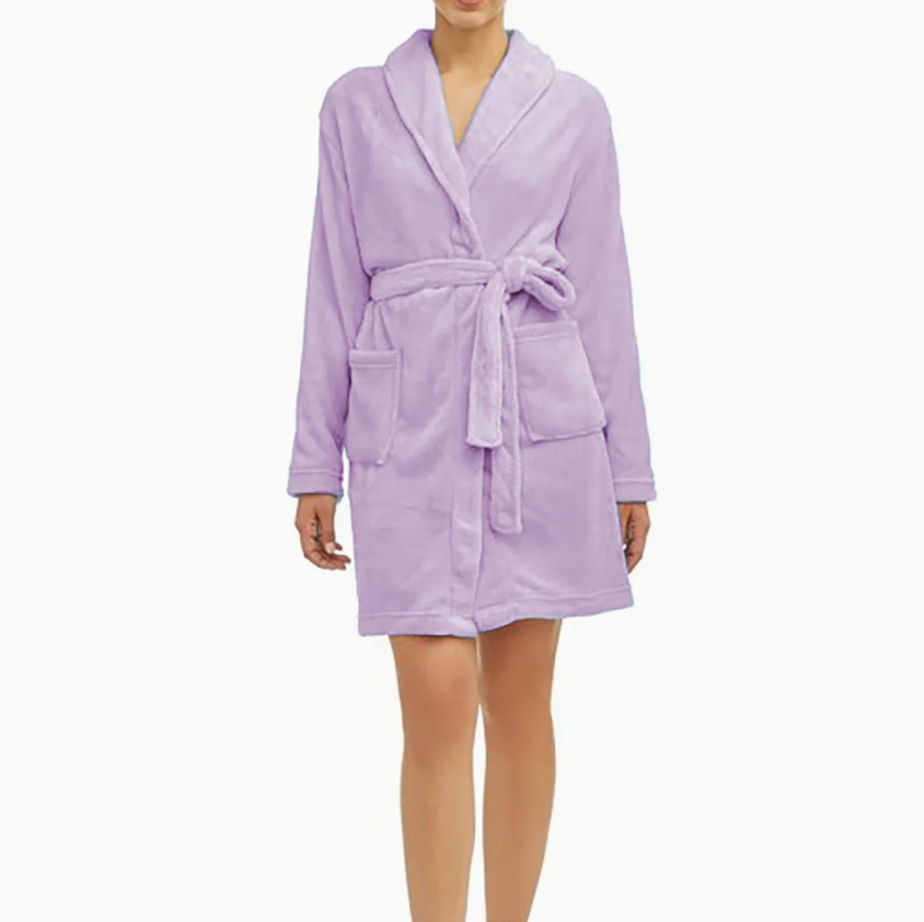 Women's Large-Size Flannel Fleece Dressing Gown – Soft, Warm & Cozy Bathrobe