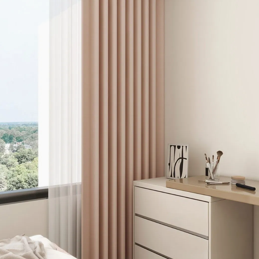 Modern Minimalist Linen-Look Polyester Curtains – Natural Texture Window Drapes