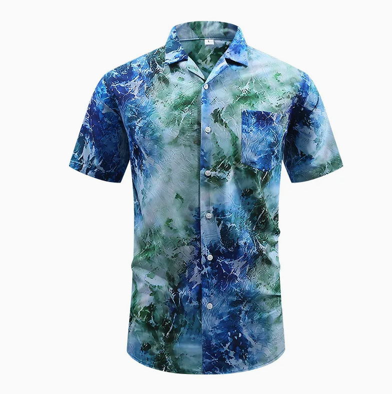 Men's Summer Retro Printed Cuban Collar Shirt – Short Sleeve Hawaiian Style Casual Shirt